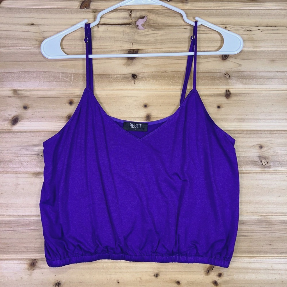 NEW Reset by Jane Crop Top Womens Large Purple Maya Knit Sleeveless Tank Top